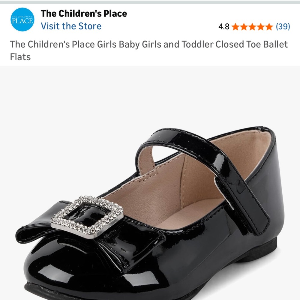 The Children's Place Shiny Black Dress Shoes with Bow